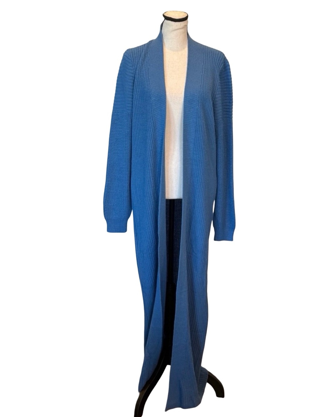 CCK Women’s Blue Knit Duster Open Cardigan, Size Medium, NWT